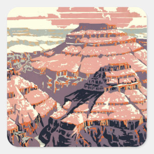 Vintage Grand Canyon National Park WPA Poster Art Square Sticker