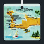Vintage Grand Cayman Map Metal Tree Decoration<br><div class="desc">A vintage postcard map of Grand Cayman Island repurposed on an ornament.</div>