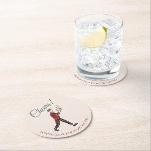 Vintage Grand Hotel Christmas Party Round Paper Coaster