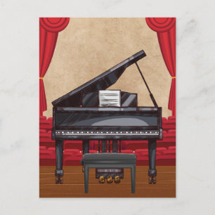 Vintage Grand Piano stage concert Postcard