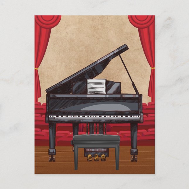 Vintage Grand Piano stage concert  Postcard (Front)