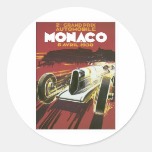 Vintage Grand Prix Monaco Classic Round Sticker