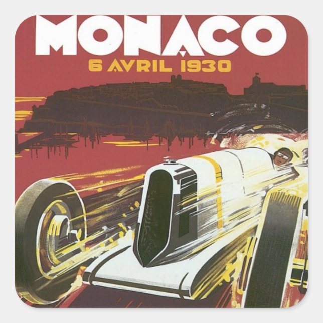 Vintage Grand Prix Monaco Square Sticker (Front)