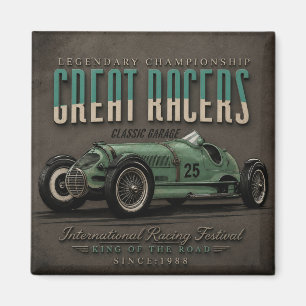 Vintage Grand Prix Racing Classic Race Car Garage Magnet