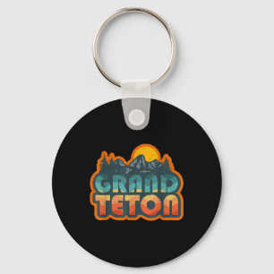 Vintage Grand Teton National Park Mountain Hiking Key Ring