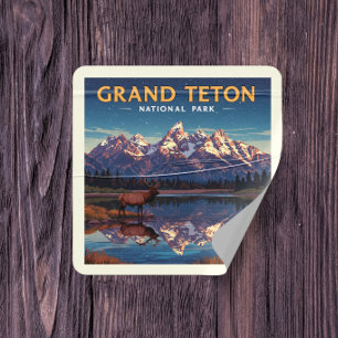  Vintage Grand Teton National Park Square Sticker