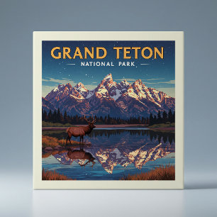  Vintage Grand Teton National Park Tile