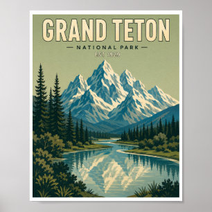 Vintage Grand Teton National Park Travel Poster