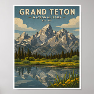 Vintage Grand Teton National Park Travel Poster