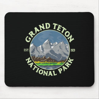 Vintage Grand Teton National Park Wy Mountain Hiki Mouse Mat
