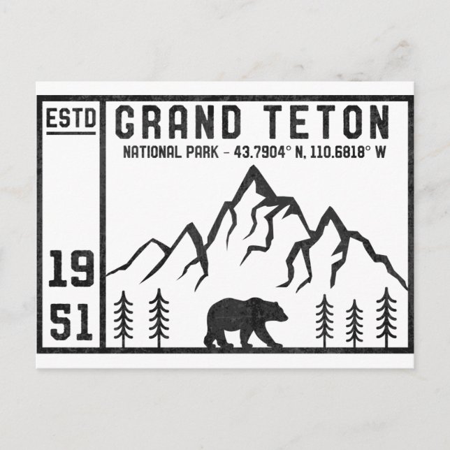 Vintage Grand Teton National Park Wyoming Mountain Postcard (Front)