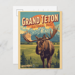 vintage Grand Teton National Park Wyoming Retro Holiday Postcard