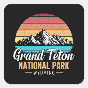 Vintage Grand Teton National Park Wyoming USA– Square Sticker