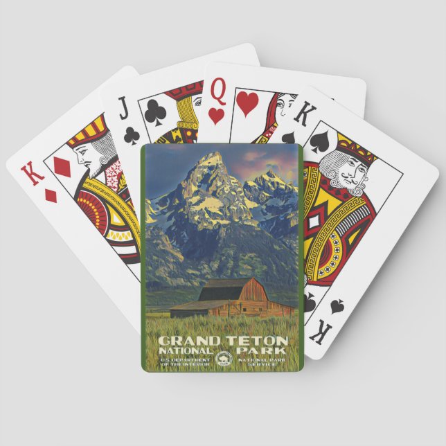 Vintage Grand Tetons National Park Playing Cards (Back)