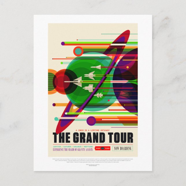 Vintage Grand Tour Solar System Travel Postcard (Front)