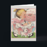 Vintage Granddaughter Birthday Greeting Card<br><div class="desc">Retro / Vintage Birthday greeting card. Adorable little girl and her sweet white kitten! To Granddaughter,  Happy Birthday! Precious vintage birthday card!</div>