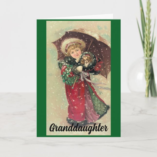Vintage Granddaughter Christmas Holiday Card (Front)