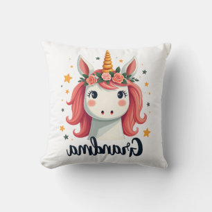 Vintage Grandma Unicorn Floral Crown Cute Magical Cushion