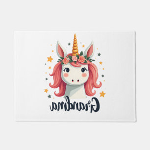 Vintage Grandma Unicorn Floral Crown Cute Magical Doormat