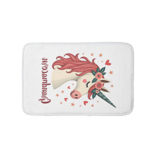 Vintage Grandmacorn Unicorn Floral Birthday Grandm Bath Mat