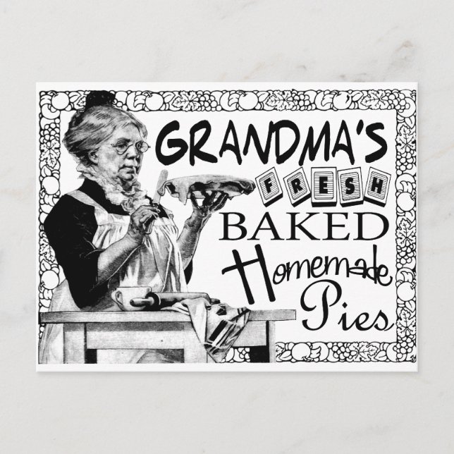 Vintage Grandma's Homemade Pies Gifts Postcard (Front)