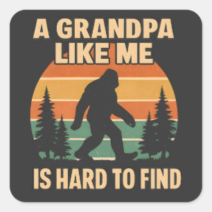 Vintage Grandpa Bigfoot Retro Sasquatch Funny Square Sticker