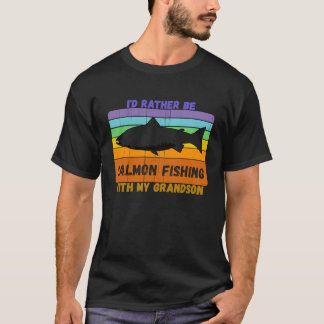 Vintage Grandparents Watch My Grandson Salmon T-Shirt