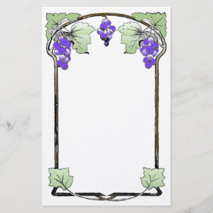 Vintage Grape Border Stationery