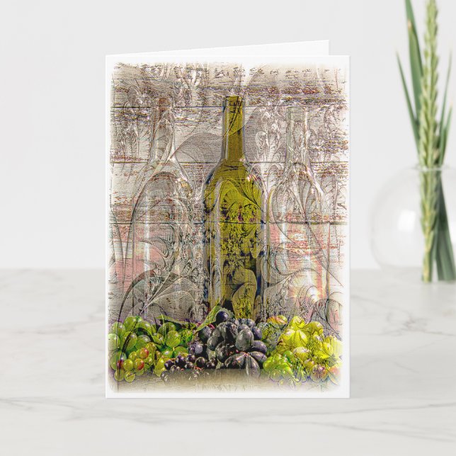 Vintage Grape Digital Art Greeting Card (Front)