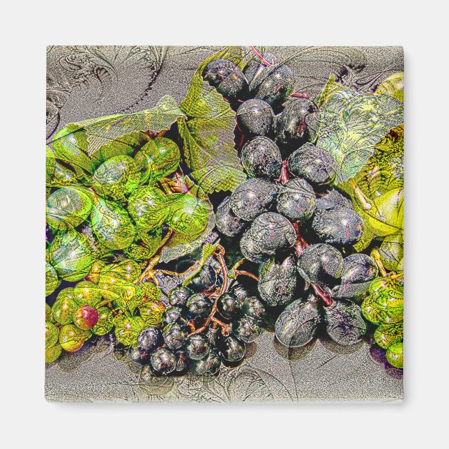 Vintage Grape Digital Art Magnet (Front)