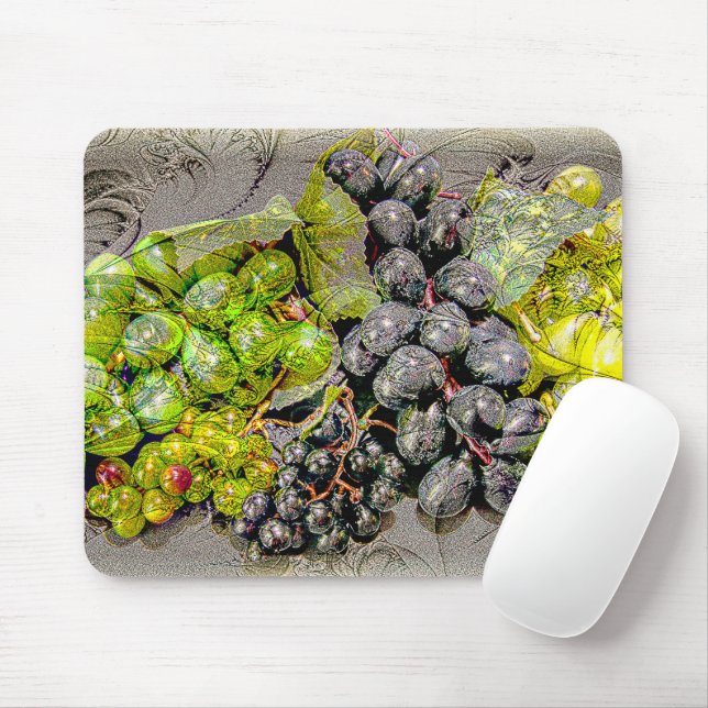 Vintage Grape Digital Art Mousepad (With Mouse)