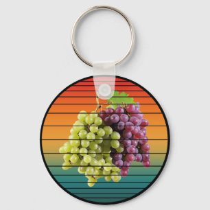 Vintage grape fruits food heathy vegan key ring