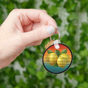 Vintage grape fruits food heathy vegan key ring