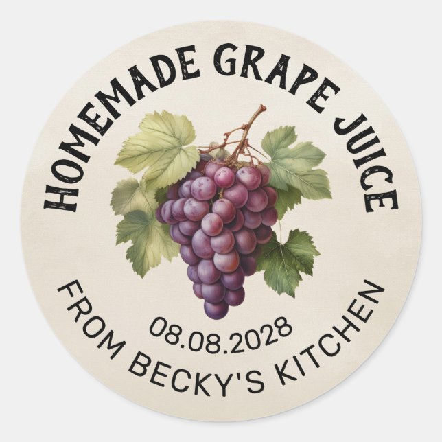 Vintage Grape Juice canning label with red grapes (Front)