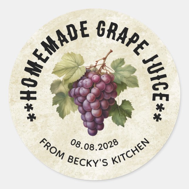 Vintage grape Juice for Homemade Canning Labels (Front)