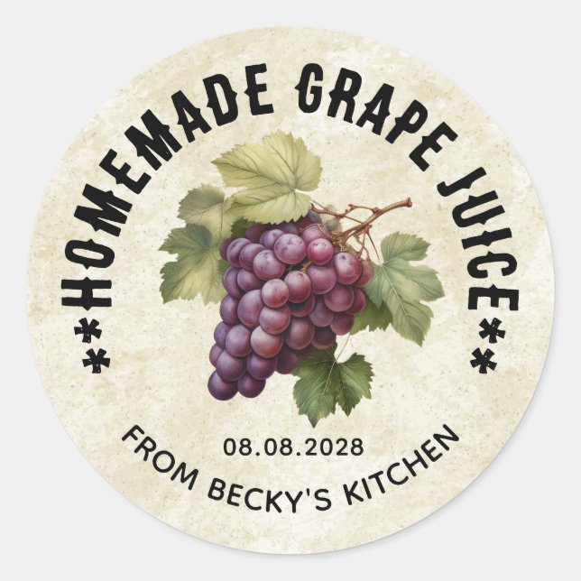 Vintage Grape Juice for Homemade canning Labels (Front)