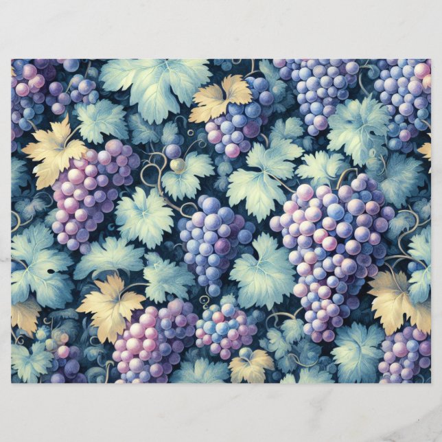 Vintage Grape Pattern Scrapbook Paper (Front)