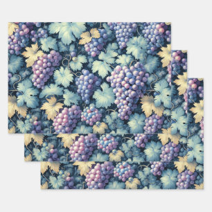 Vintage Grape Pattern Wrapping Paper Sheet