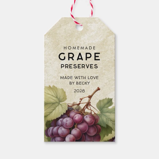 Vintage grape preserves labels with red grapes (Front)