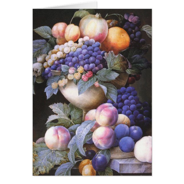 Vintage Grapes in a Vase Card (Front)