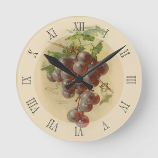 Vintage grapes round clock
