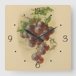 Vintage grapes square wall clock