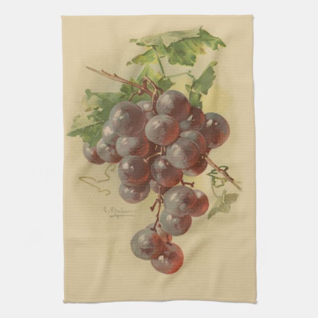 Vintage grapes tea towel (Vertical)