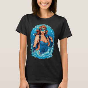 Vintage Graphic Design Female Scuba Diver T-Shirt