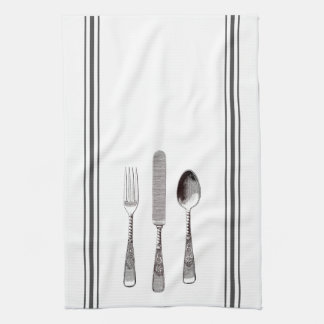 Vintage Graphic Fork Spoon Knife Cutlery Tea Towel