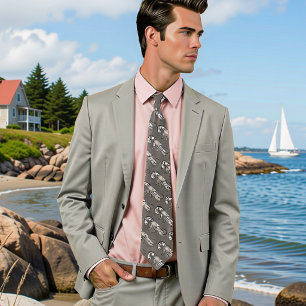 Vintage graphic lobster in  charcoal grey tie