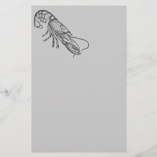 Vintage graphic lobster stationery (Front)