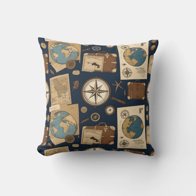 vintage graphic patterns cushion (Front)
