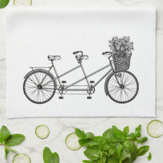 Vintage Graphic Tandem Bicycle Tea Towel