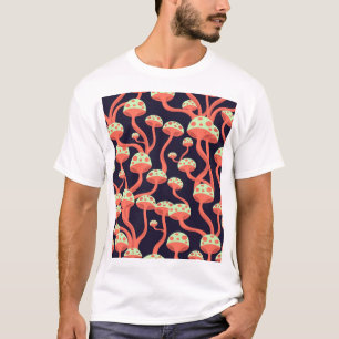 Vintage Graphics Mushrooms Seamless Pattern T-Shirt